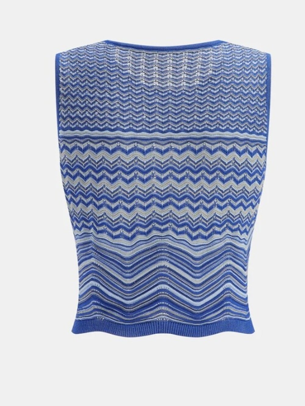 Commense Sleeveless Knit Top + Skirt Maxi Set Chevron Print Blue M NWT - Picture 2 of 4